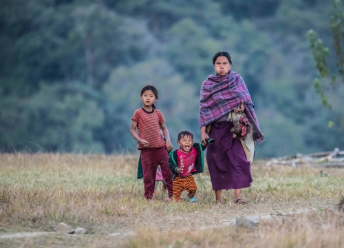 Family with a day meal