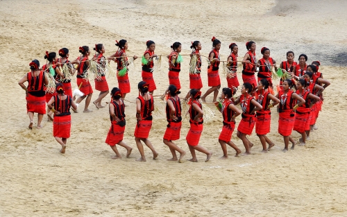 Phom Naga tribe singing a folk song